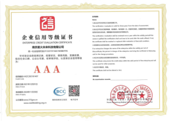 AAA企业信用等级证书